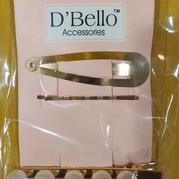 D'Bello Gold and Pearl Hair Clips - 3 piece set - Picture 5 of 5